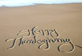 Happy Thanksgiving Written in Sand