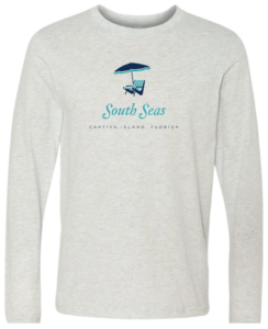 Unisex Jersey Long Sleeve Tee in Ash with South Seas logo