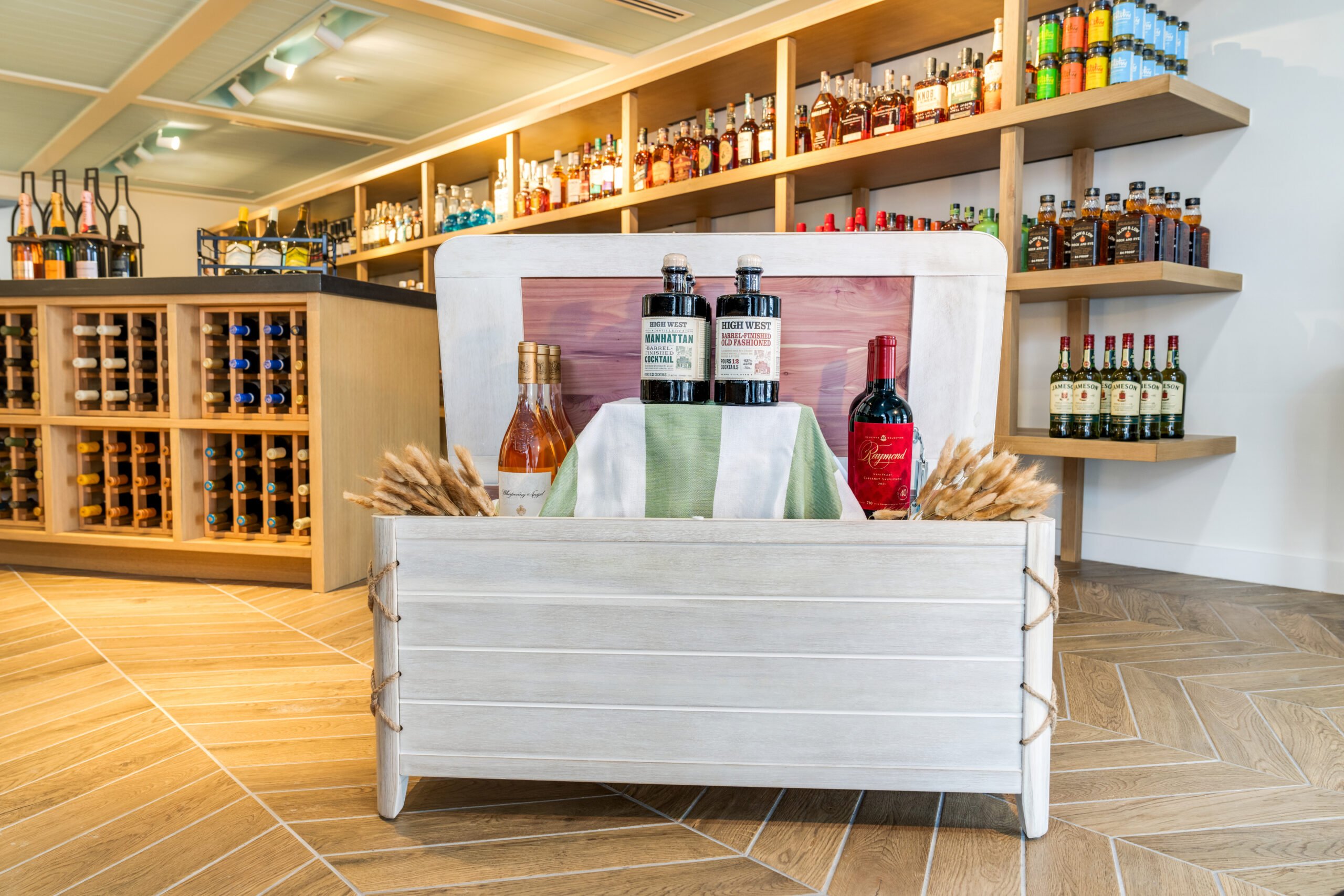 Wine display inside a cozy shop
