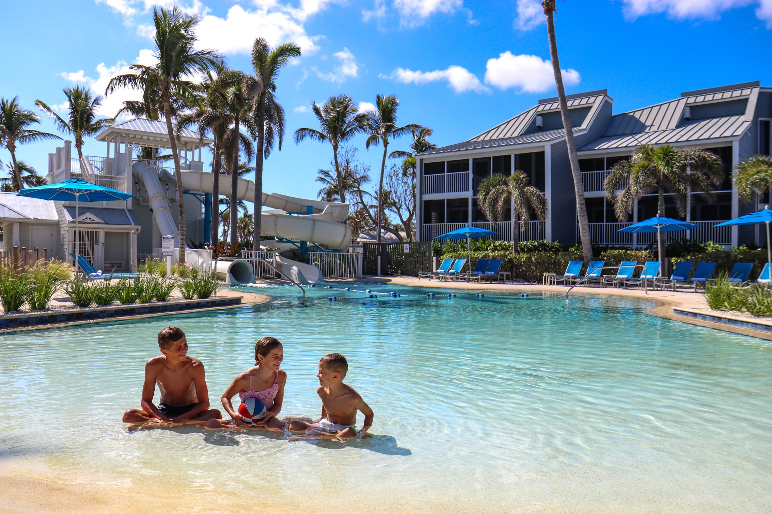 Children playing on the pool