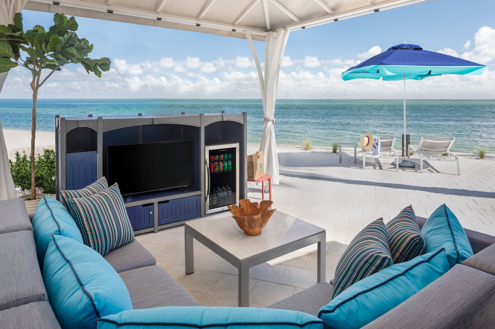 Private cabana with ocean views at South Seas