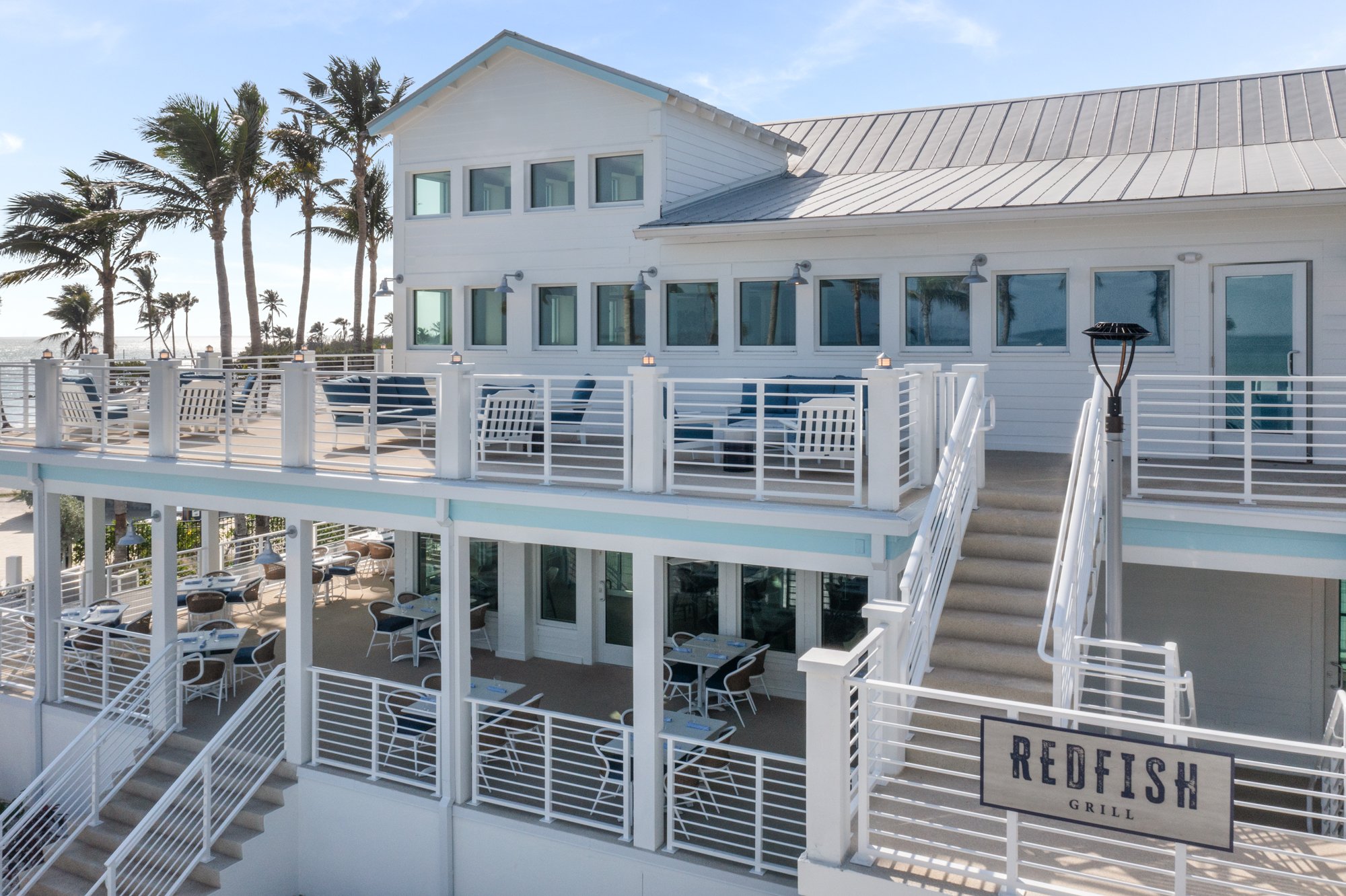 Coastal style restaurant building at South Seas