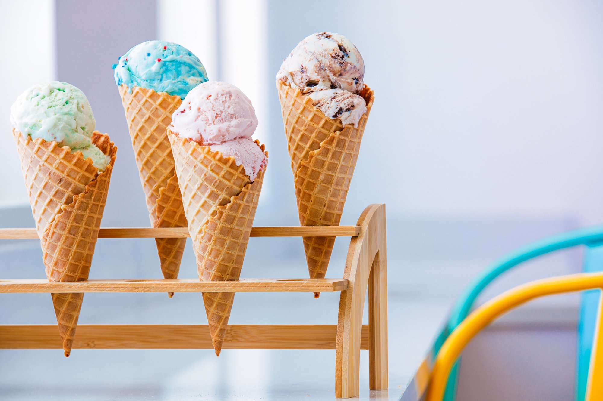 Ice cream cones on display at South Seas